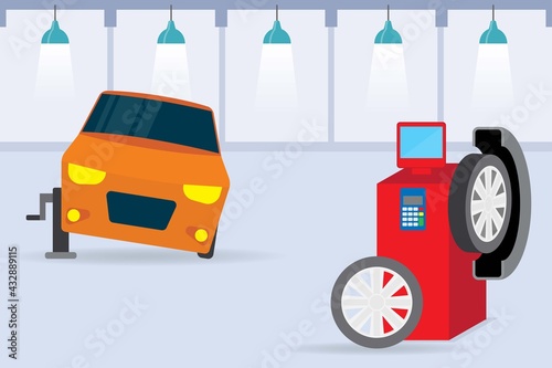 Car vulcanization with equipment for changing tires
