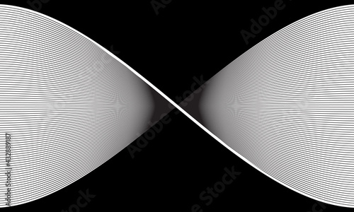 Twisted lines on black background. Psychedelic optical illusion.