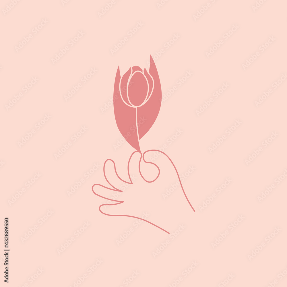 Hand with flower abstract logo design template Hand with flower abstract logo design template
