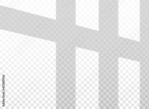 Window shadow isolated on transparent background. Thick silhouette. Vector realistic elements. Natural Overlay effect. EPS10. 
