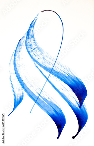 blue abstract ink strokes isolated