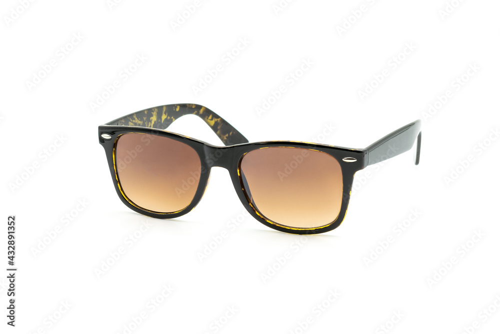 brown sunglasses on white background
