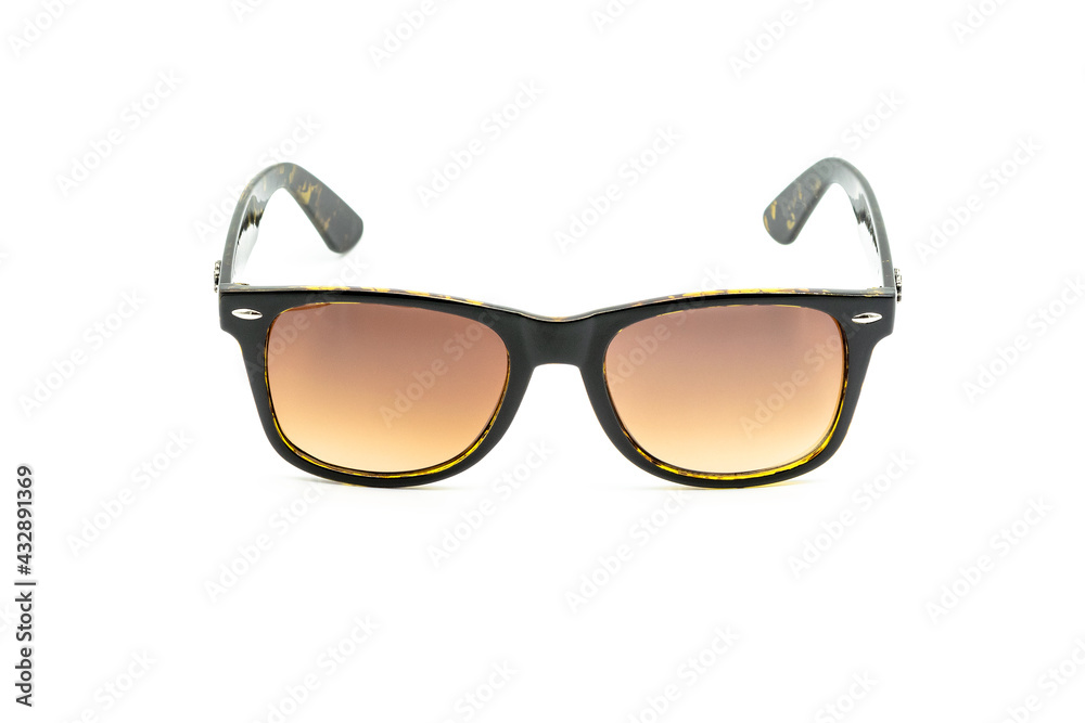 brown sunglasses on white background