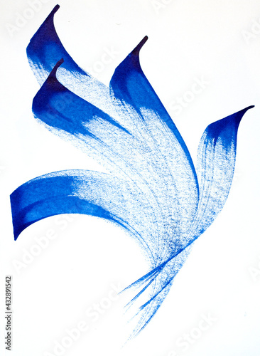 blue abstract ink strokes isolated