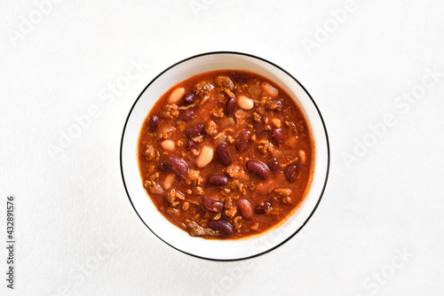 Cowboy beans with ground beef, jalapeno and bacon