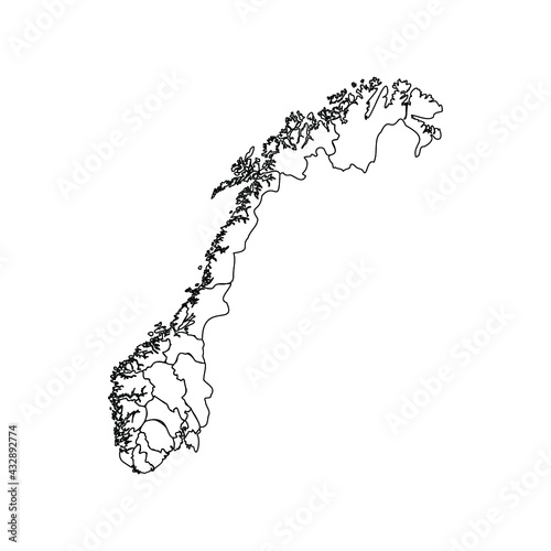 Doodle Map of Norway With States