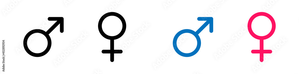 Conjunto de iconos de género masculino y femenino. Hombre y mujer. Concepto de identificación Conjunto de iconos de género masculino y femenino. Hombre y mujer. Concepto de identificación