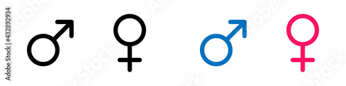 Conjunto de iconos de género masculino y femenino. Hombre y mujer. Concepto de identificación