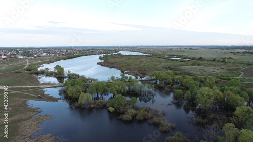 Staritsa river on a spring evening at sunset in late spring