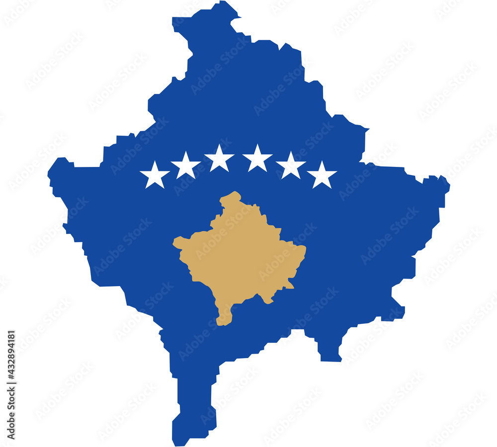 Map Flag of Kosovo isolated on white background. Vector illustration eps 10