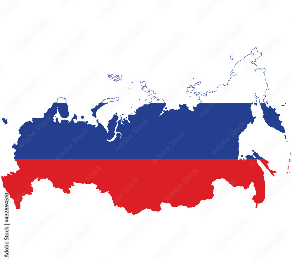 Fototapeta premium Map Flag of Russia isolated on white background. Vector illustration eps 10