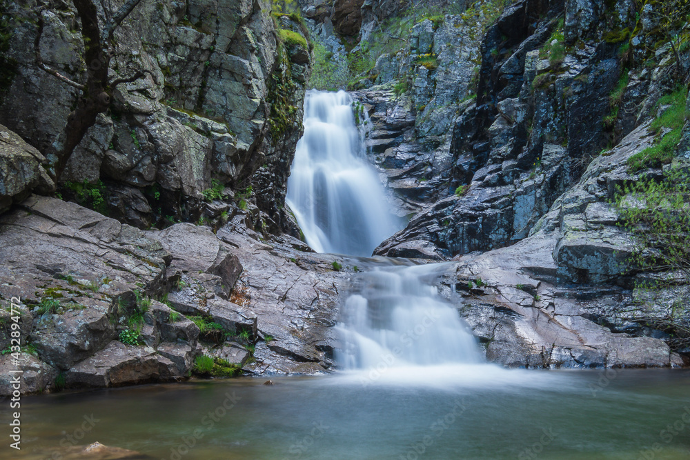Cityscape of the Purgatory Waterfall (Rascafria, Spain)