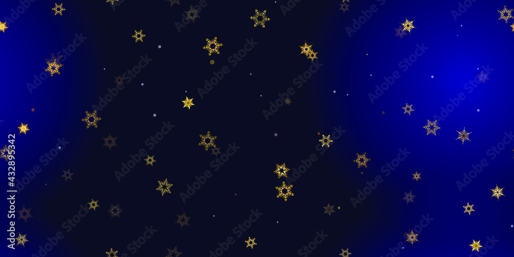 Gold snowflakes holiday seamless pattern.