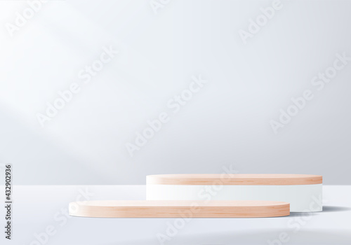 3d background products display podium scene with geometric platform. background vector 3d rendering with podium. stand to show cosmetic products. Stage showcase on pedestal display white studio