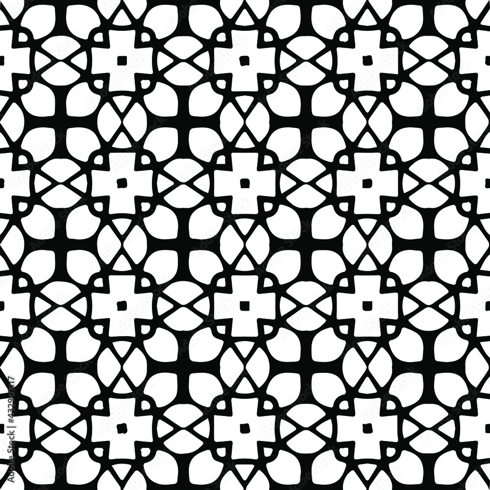 Fototapeta premium Geometric vector pattern with Black and white colors. Seamless abstract ornament for wallpapers and backgrounds.