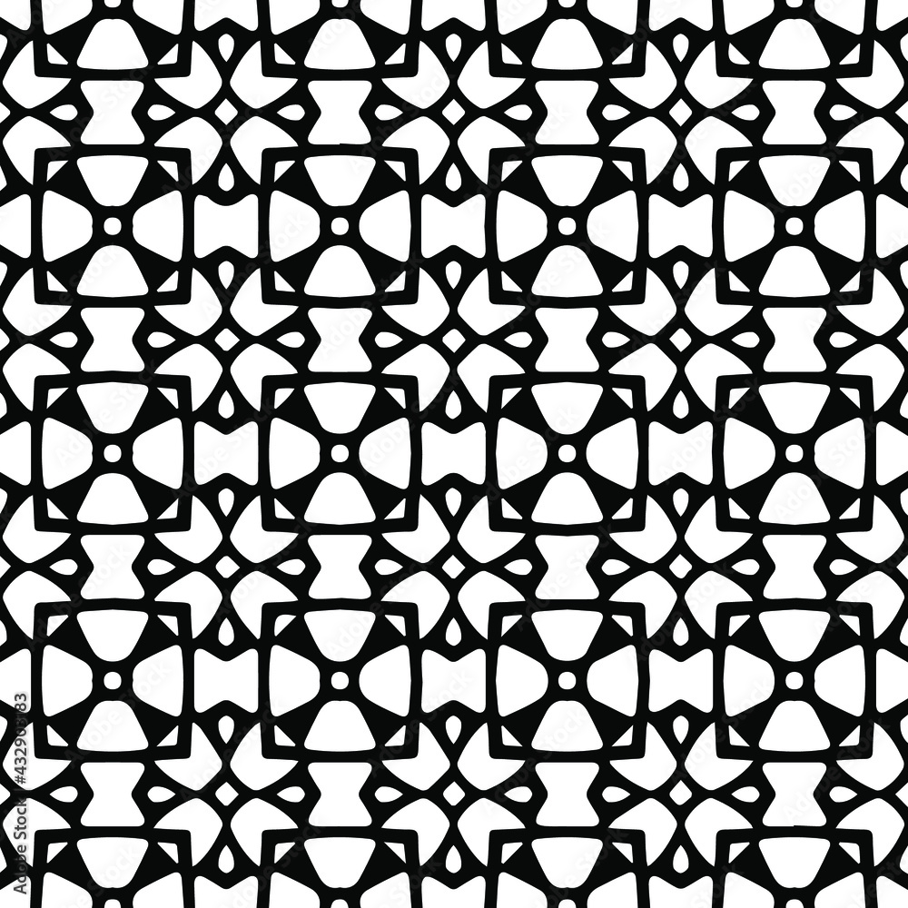 Naklejka premium Geometric vector pattern with Black and white colors. Seamless abstract ornament for wallpapers and backgrounds.