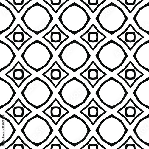 Geometric vector pattern with Black and white colors. Seamless abstract ornament for wallpapers and backgrounds.