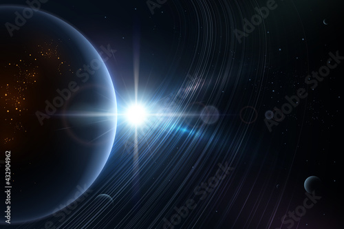 Space and planets with light effect