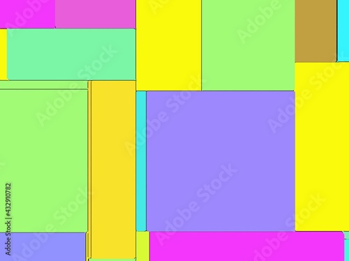 Funny abstract background of pixelated geometric shapes. Computer screen noise, color geometrical shapes, flat lay colors squares.