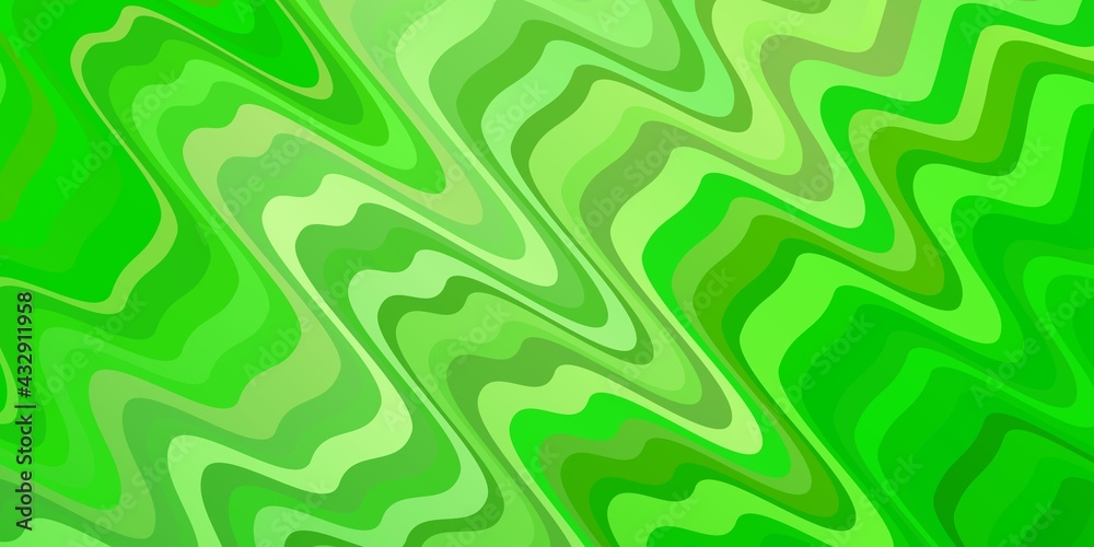 Light Green vector background with curved lines.