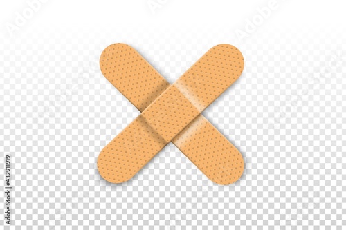 Vector realistic isolated bandage plasters on the transparent background.