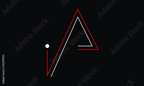 Vászonkép AI/IA logo, AI/IA letter logo design with white, red and black color, AI/IA Business abstract vector logo monogram template