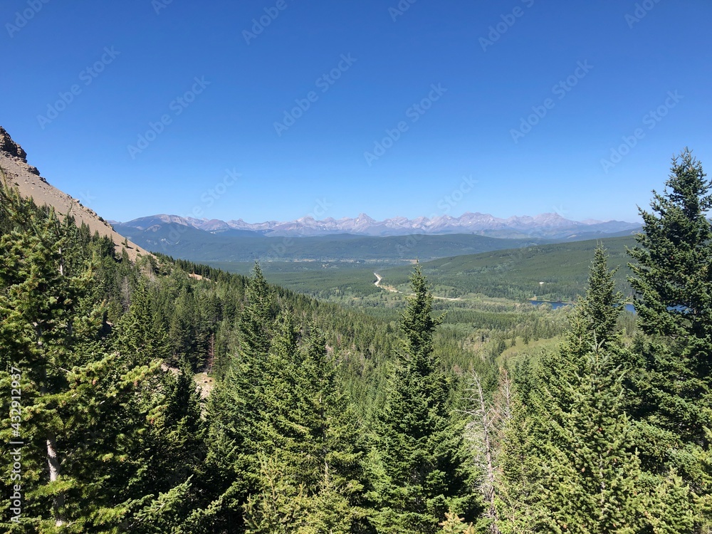 The hiking views from Table Mountain in Castle Provincial Park, Alberta, Canada during the summer.