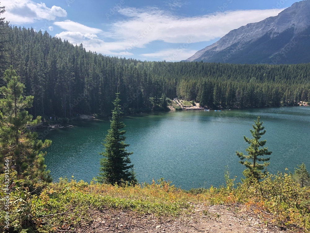Chinook Allison Lake near Crowsnest Pass, Alberta, Canada. Chinook Lake is one of the most