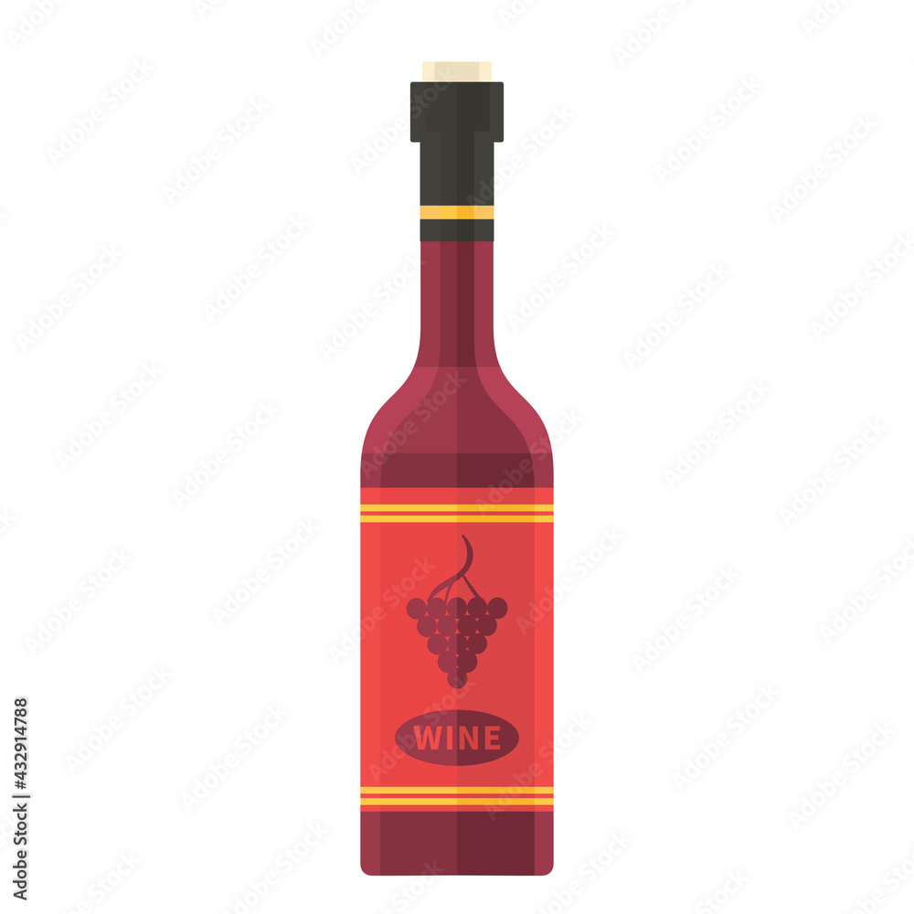 Cartoon vector illustration isolated object alcohol drink red wine bottle