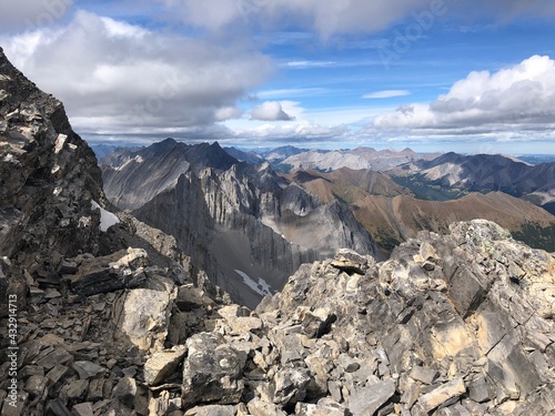 Scenic Views From Hiking Trail at Mist Ridge in Kananaskis Country, Alberta. The Canadian Rocky Mountains in a Summer photo