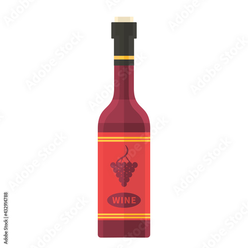 Cartoon vector illustration isolated object alcohol drink red wine bottle