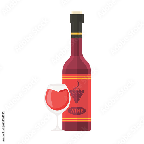 Cartoon vector illustration isolated object alcohol drink red wine bottle
