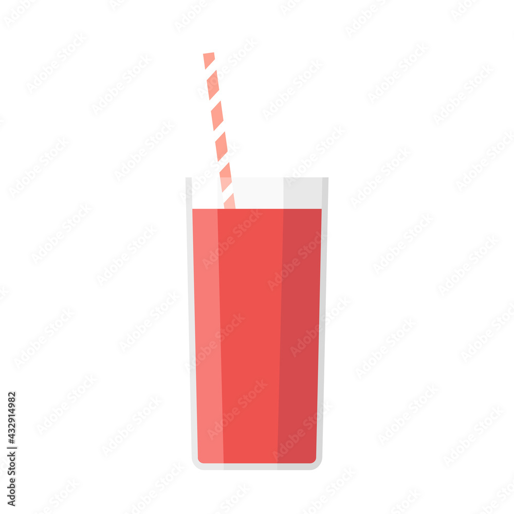 Cartoon vector illustration isolated object glass of fresh tomato juice with straw Cartoon vector illustration isolated object glass of fresh tomato juice with straw