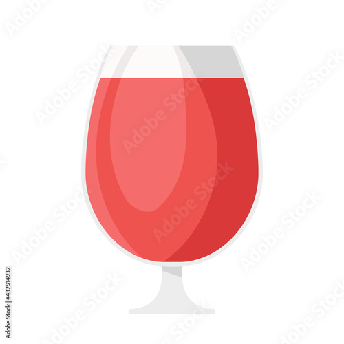 Cartoon vector illustration isolated object glass goblet and red wine
