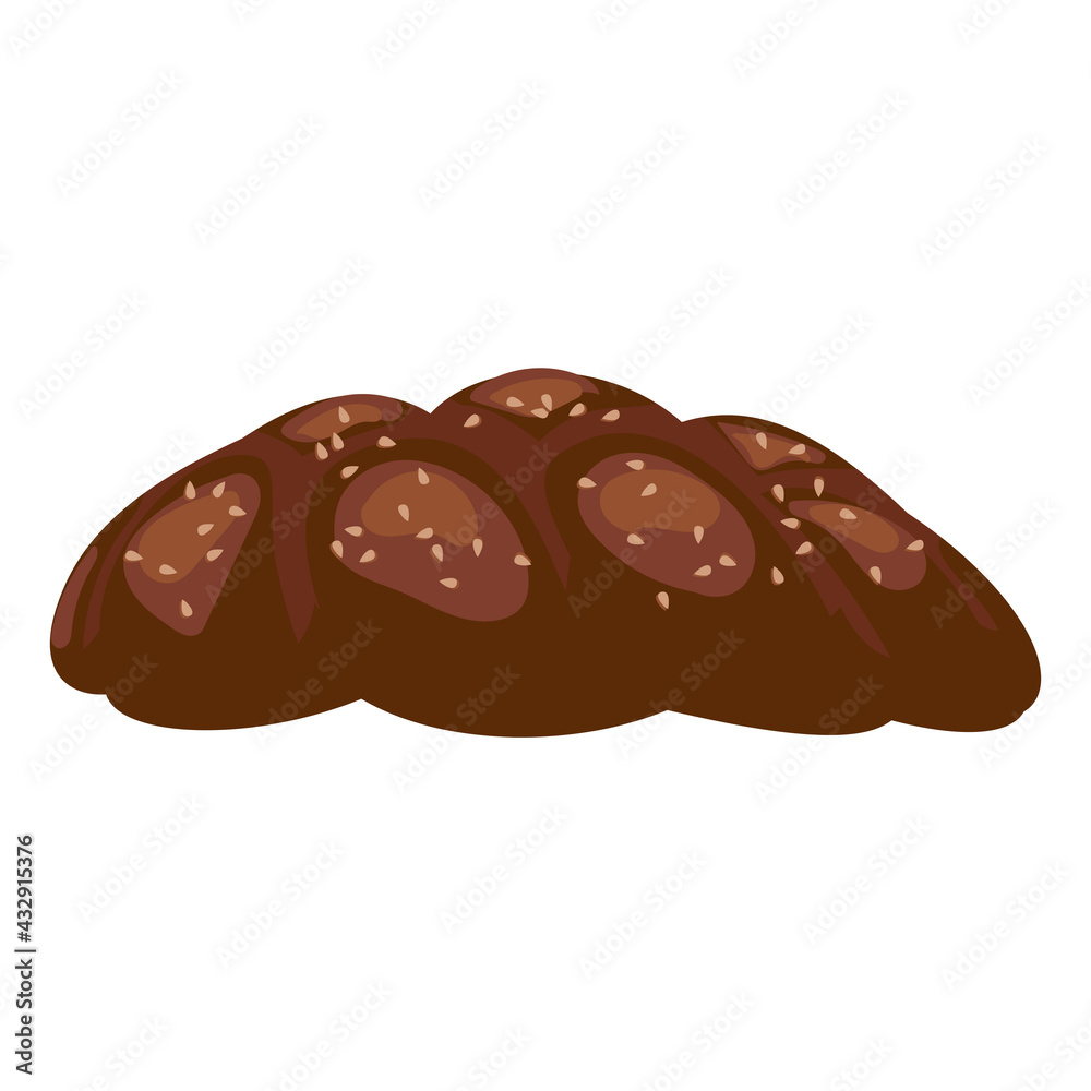 Cartoon vector illustration isolated object delicious flour food bakery chocolate bread whole grain