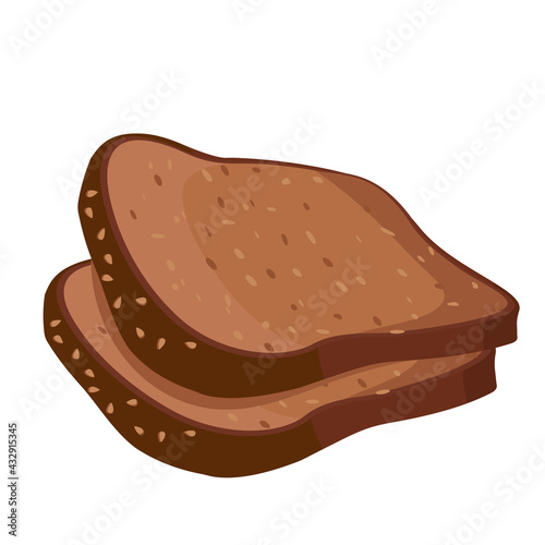 Cartoon vector illustration isolated object delicious flour food bakery bread whole grain toast