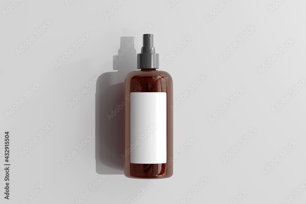 Isolated Amber Glass Cosmetic Spray Bottle 3D Rendering