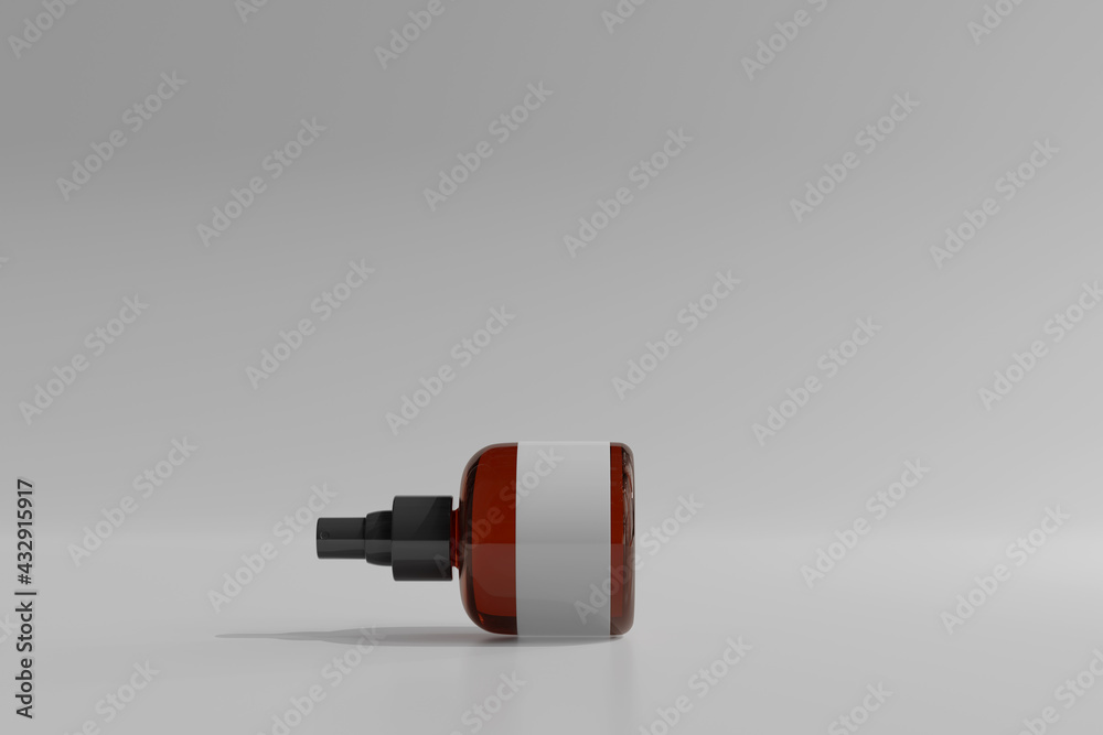 Isolated Amber Glass Cosmetic Spray Bottle 3D Rendering Isolated Amber Glass Cosmetic Spray Bottle 3D Rendering