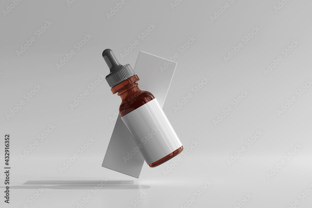 Isolated Amber Glass Dropper Bottle with Box 3D Rendering Isolated Amber Glass Dropper Bottle with Box 3D Rendering