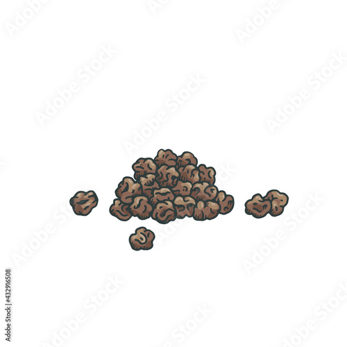 Heap of black peppercorn seeds engraving hand drawn vector illustration isolated.