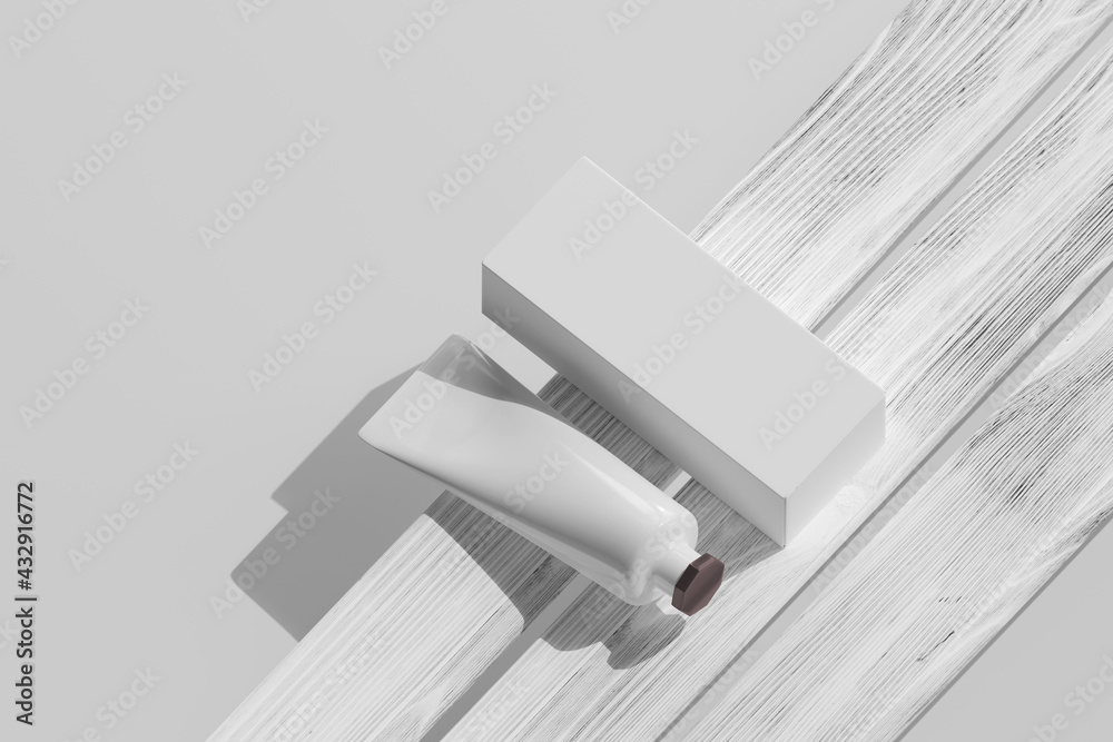 Isolated Cosmetic Tube with Box 3D Rendering Isolated Cosmetic Tube with Box 3D Rendering