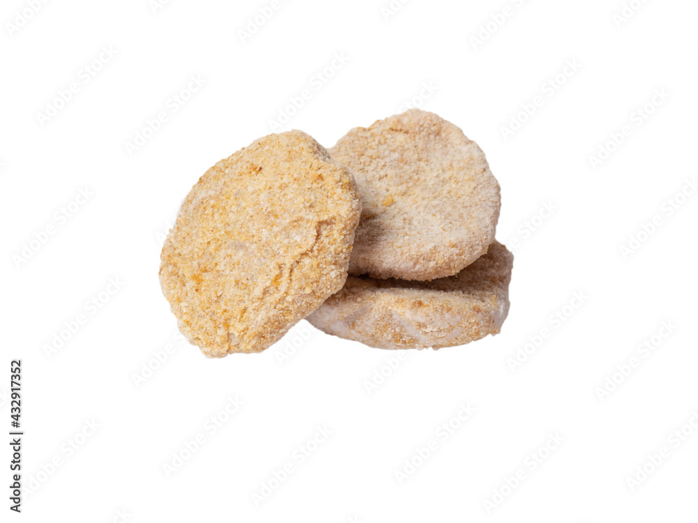 frozen semi-finished products-homemade cutlets on a white background frozen semi-finished products-homemade cutlets on a white background