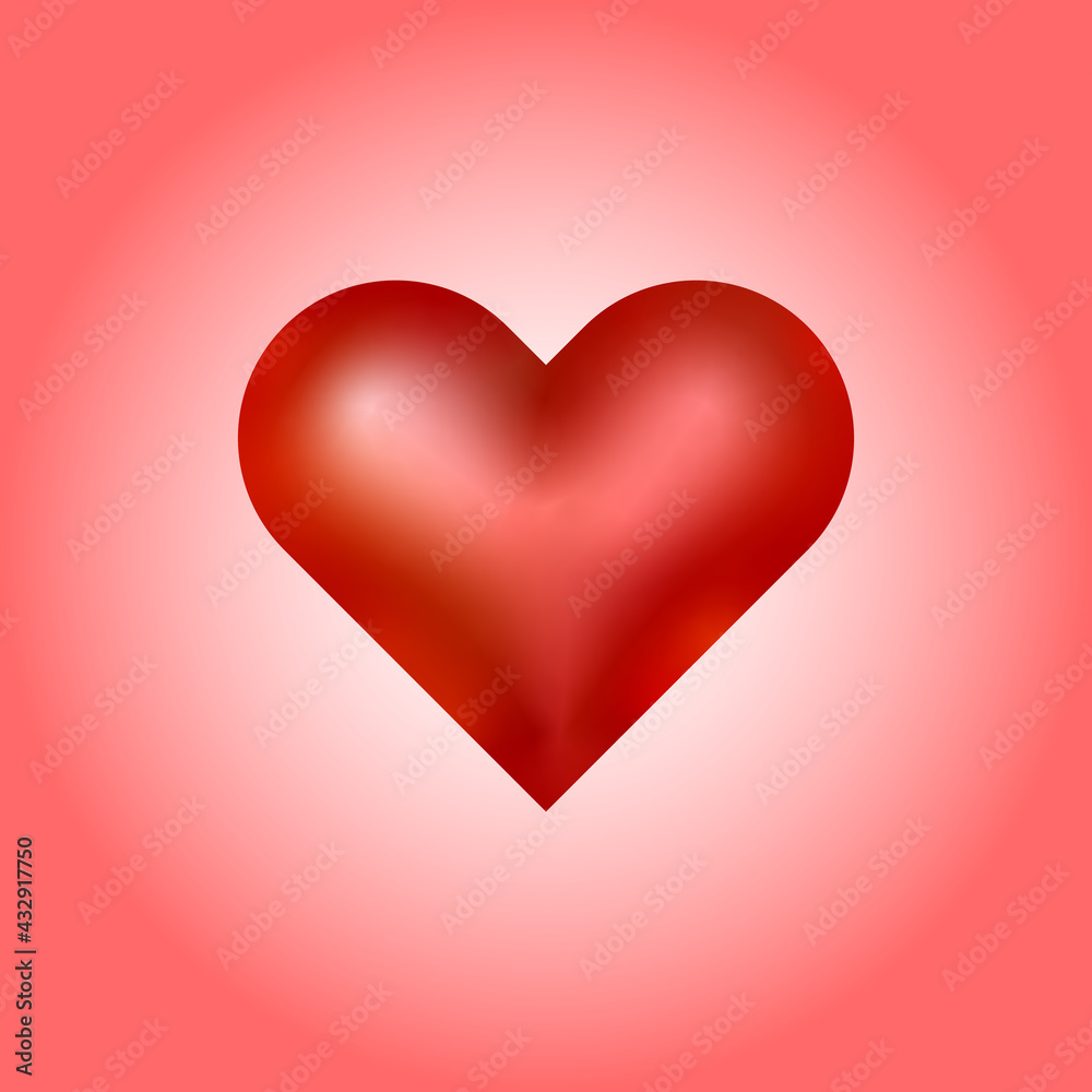 Red heart vector illustration with background