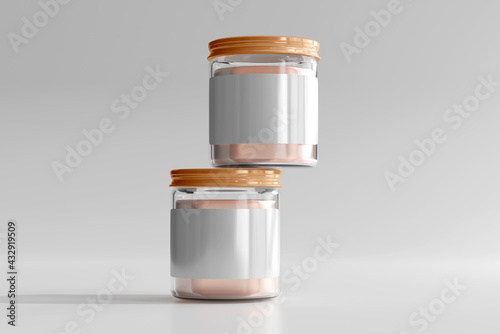 Isolated Glass Cosmetic Jar 3D Rendering