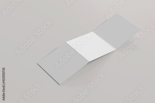 Isolated Square Tri Fold Brochure 3D Rendering photo