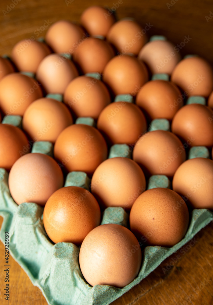 Eggs, box of red eggs in Brazil in a beautiful alignment, selective focus. Eggs, box of red eggs in Brazil in a beautiful alignment, selective focus.