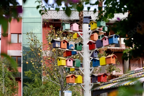 Colored birdhouses