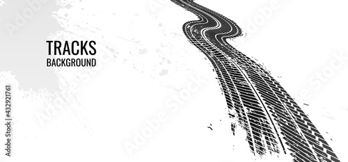 Tire tracks, vector illustration, grunge.
