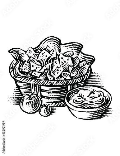 basket of chips and dip