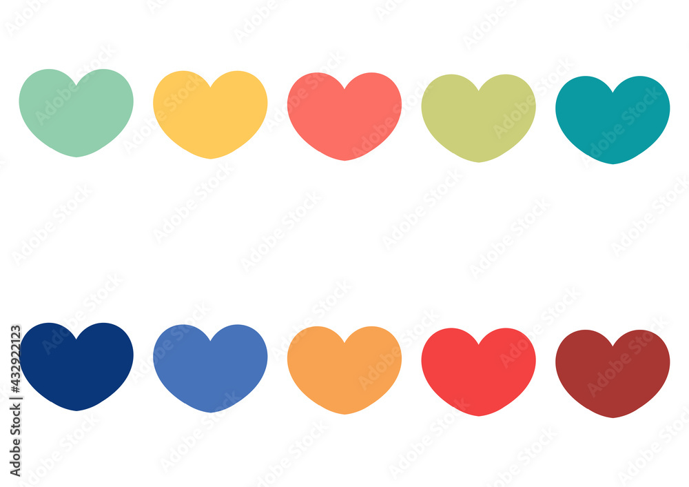 collection of colorful heart illustrations with simple designs and beautiful colors